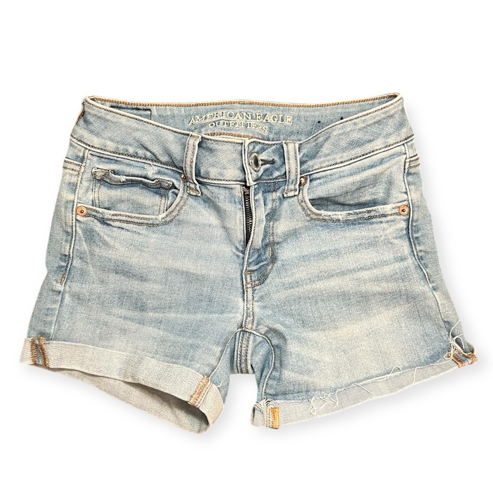 American Eagle Midi Jean Shorts size 2 Super Super Stretch